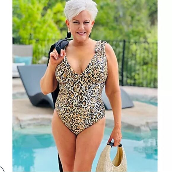 New Swimsuits For All Tie Shoulder Leopard Swimsuit Multiple Sizes - Picture 1 of 6